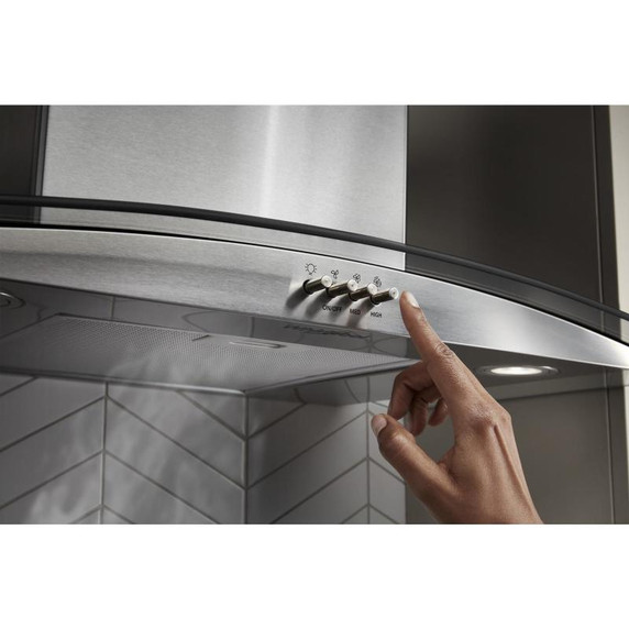 Whirlpool® Hotte de cuisinière murale incurvée en verre - 30 po WVW51UC0LS