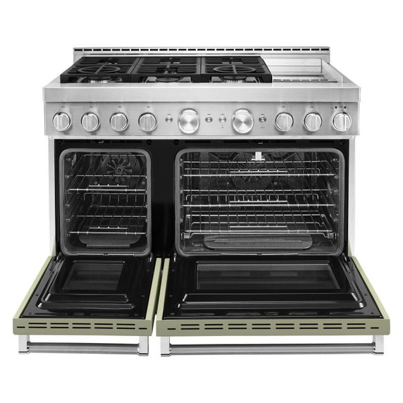 Cuisinière commerciale intelligente au gaz KitchenAid® avec plaque chauffante, 48 po KFGC558JAV