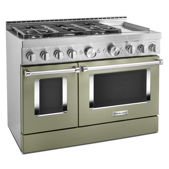 Cuisinière commerciale intelligente au gaz KitchenAid® avec plaque chauffante, 48 po KFGC558JAV