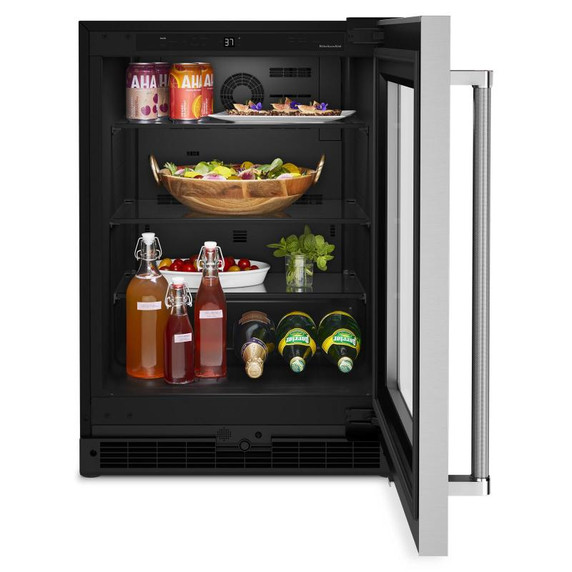 Kitchenaid® Réfrigérateur sous le comptoir avec porte en verre - 24 po KURR214KSB