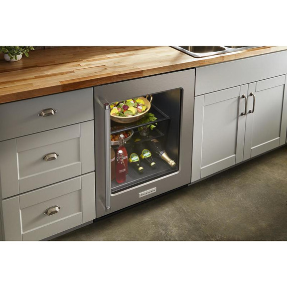 Kitchenaid® Réfrigérateur sous le comptoir avec porte en verre - 24 po KURR214KSB