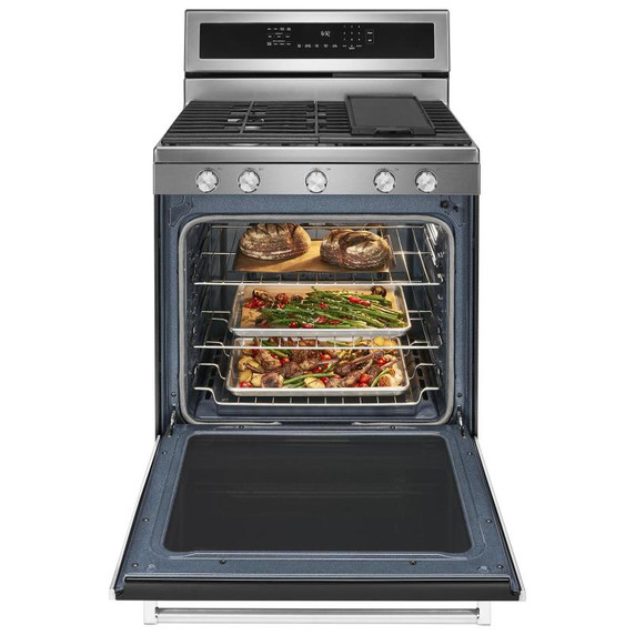 Kitchenaid® Cuisinière au gaz à convection avec 5 brûleurs - 30 po KFGG500ESS