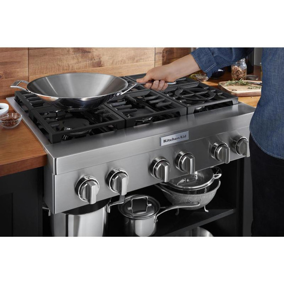 Table de cuisson commerciale au gaz KitchenAid®, 6 brûleurs, 36 po KCGC506JSS