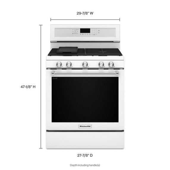 Kitchenaid® Cuisinière au gaz à convection avec 5 brûleurs - 30 po KFGG500EWH