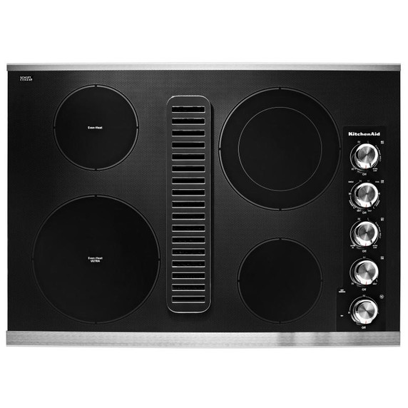 Kitchenaid® Table de cuisson électrique à évacuation descendante avec 4 éléments - 30 po KCED600GSS
