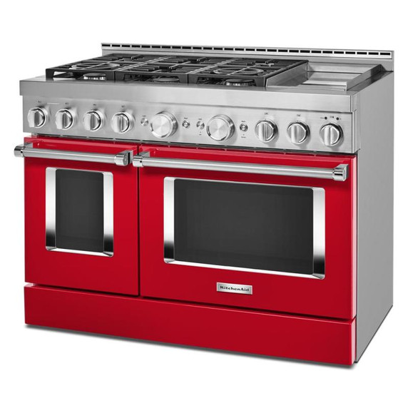 Cuisinière commerciale intelligente au gaz KitchenAid® avec plaque chauffante, 48 po KFGC558JPA