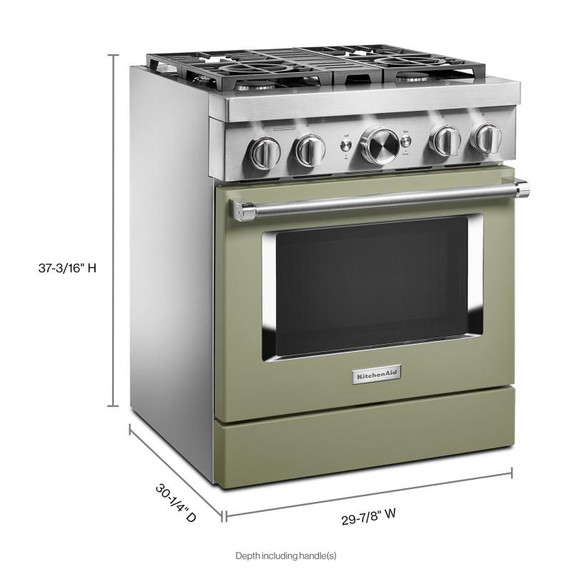 Kitchenaid® Cuisinière commerciale intelligente bicombustible avec 4 brûleurs - 30 po KFDC500JAV