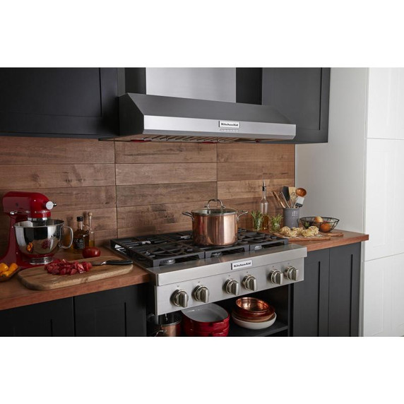 Kitchenaid® Hotte de cuisinière murale de style commercial à classe de moteur de 585 ou 1170 pi cu/min - 36 po KVWC956KSS