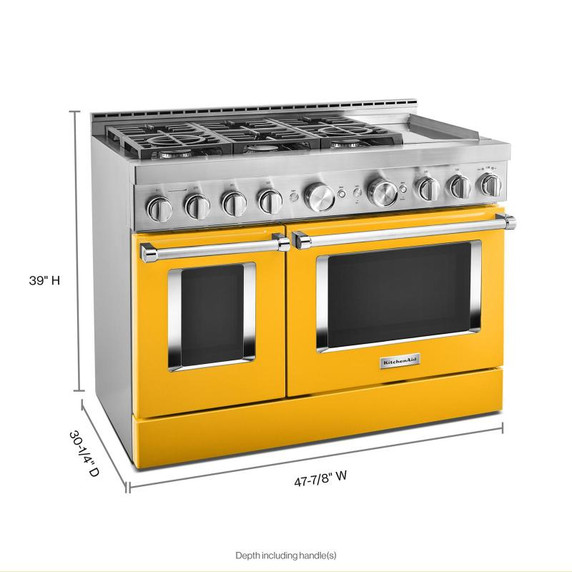 Cuisinière commerciale intelligente au gaz KitchenAid® avec plaque chauffante, 48 po KFGC558JYP