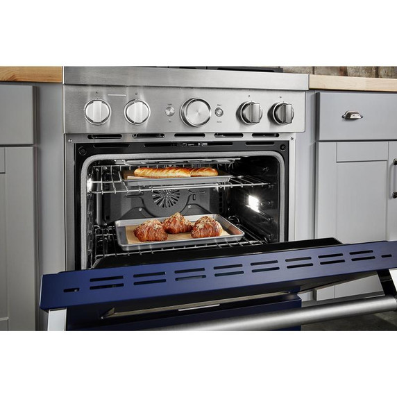 Kitchenaid® Cuisinière commerciale intelligente bicombustible avec 4 brûleurs - 30 po KFDC500JIB