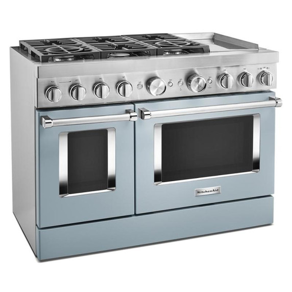 Cuisinière commerciale intelligente bicombustible KitchenAid® avec plaque chauffante, 48 po KFDC558JMB