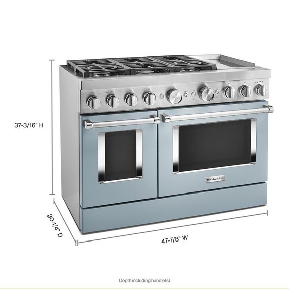 Cuisinière commerciale intelligente bicombustible KitchenAid® avec plaque chauffante, 48 po KFDC558JMB