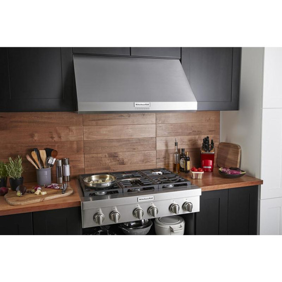 Kitchenaid® Hotte de cuisinière murale de style commercial à classe de moteur de 585 ou 1170 pi cu/min - 36 po KVWC906KSS