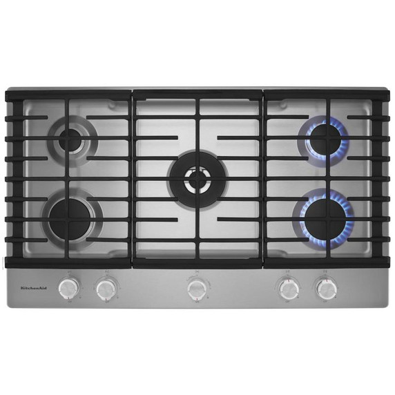Kitchenaid® Table de cuisson au gaz avec 5 brûleurs - 36 po KCGS556ESS