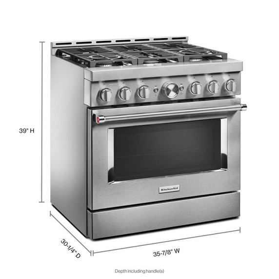 Cuisinière commerciale intelligente au gaz KitchenAid®, 6 brûleurs, 36 po KFGC506JSS