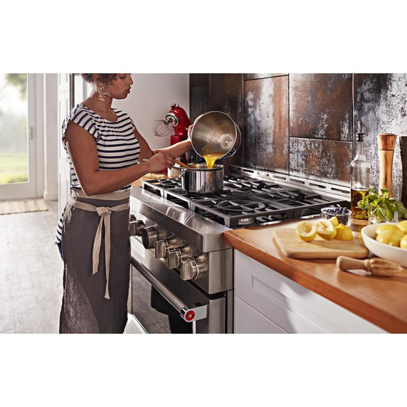 Cuisinière commerciale intelligente au gaz KitchenAid®, 6 brûleurs, 36 po KFGC506JSS