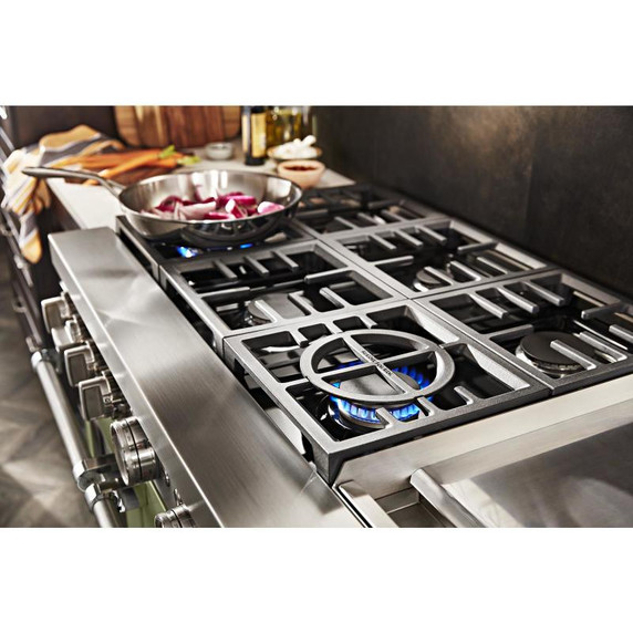 Cuisinière commerciale intelligente bicombustible KitchenAid® avec plaque chauffante, 48 po KFDC558JAV