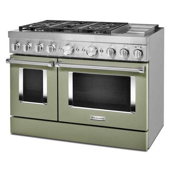 Cuisinière commerciale intelligente bicombustible KitchenAid® avec plaque chauffante, 48 po KFDC558JAV