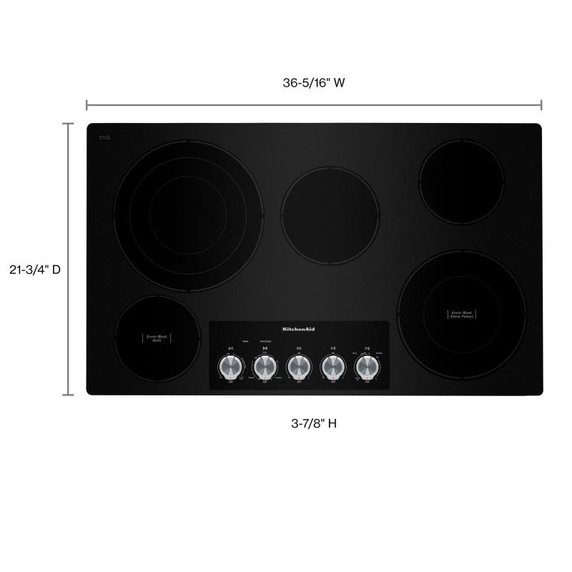 Kitchenaid® Table de cuisson électrique avec 5 éléments et boutons de commande - 36 po KCES556HBL
