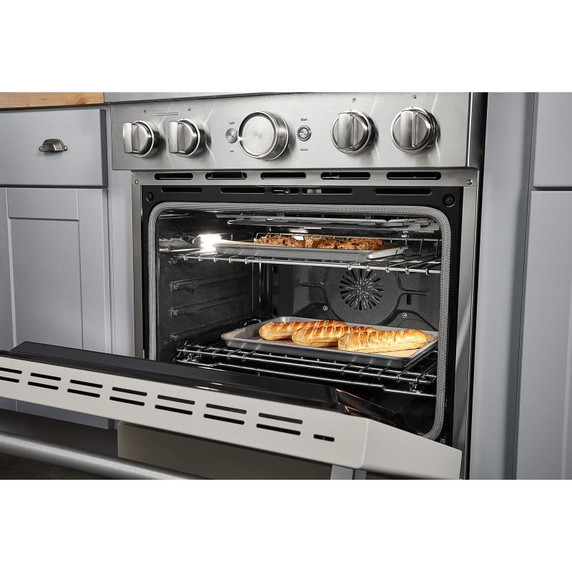 Kitchenaid® Cuisinière commerciale intelligente bicombustible avec 4 brûleurs - 30 po KFDC500JMH