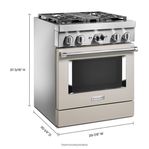 Kitchenaid® Cuisinière commerciale intelligente bicombustible avec 4 brûleurs - 30 po KFDC500JMH