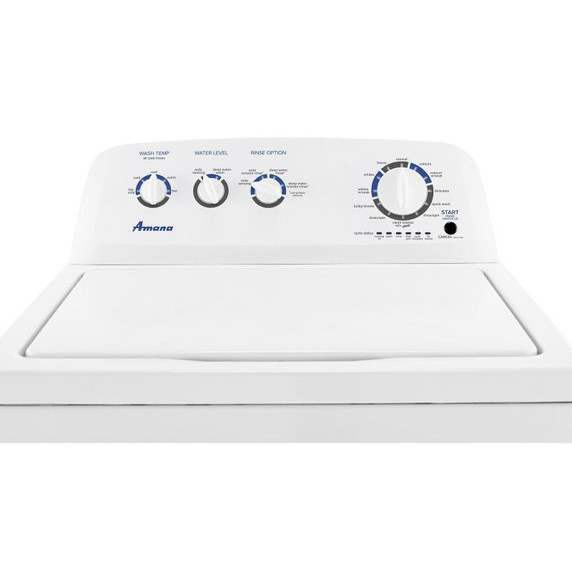 Amana® Laveuse à chargement vertical avec agitateur haute efficacité à double action, 4.4 pi3 NTW4519JW Amana® Laveuse à chargement vertical avec agitateur haute efficacité à double action, 4.4 pi3 NTW4519JW