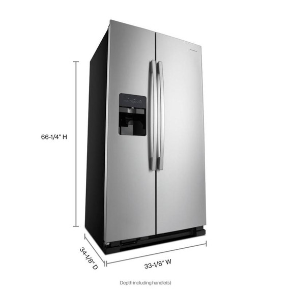 Amana® Réfrigérateur côte à côte avec distributeur externe d’eau et de glaçons à deux palettes, 33 po ASI2175GRS