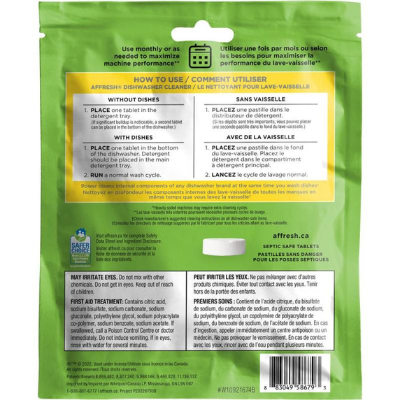 Affresh® Nettoyant pour lave-vaisselle affresh® - 1 pastille W10921674B Affresh® Nettoyant pour lave-vaisselle affresh® - 1 pastille W10921674B