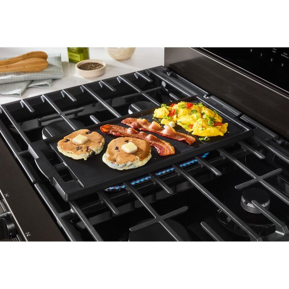 Whirlpool® Cuisinière au gaz intelligente de 30 pouces avec technologie de cuisson à air, auto-nettoyage/netoyage à la vapeur, préchauffage rapide avec capacité de 5.3 pi cu WFGS7530RV