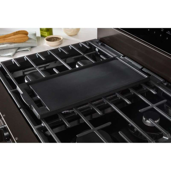 Whirlpool® Cuisinière au gaz intelligente de 30 pouces avec technologie de cuisson à air, auto-nettoyage/netoyage à la vapeur, préchauffage rapide avec capacité de 5.3 pi cu WFGS7530RV