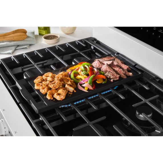 Whirlpool® Cuisinière au gaz intelligente de 30 pouces avec technologie de cuisson à air, auto-nettoyage/netoyage à la vapeur, préchauffage rapide avec capacité de 5.3 pi cu WFGS7530RW