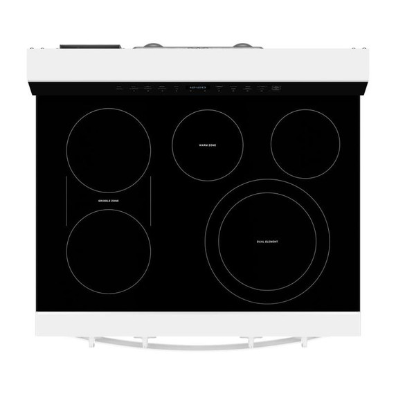 Whirlpool® Cuisinière électrique intelligente de 30 pouces avec technologie de cuisson à air, revêtement WipeClean™, auto-nettoyage/netoyage à la vapeur, préchauffage à grande vitesse et capacité de 5.3 pi cu YWFES7530RW