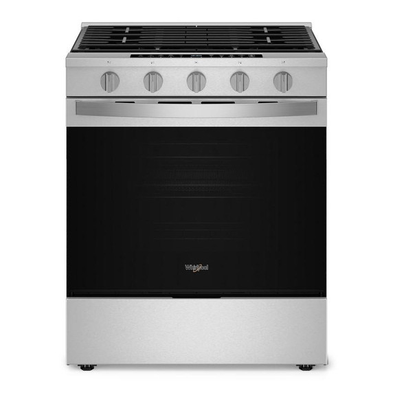 Whirlpool® Cuisinière au gaz intelligente à commandes frontales de 30 pouces avec technologie de cuisson à air, vapeur/auto-nettoyage, préchauffage à grande vitesse et capacité de 5.3 pi cu WSGS7530RZ