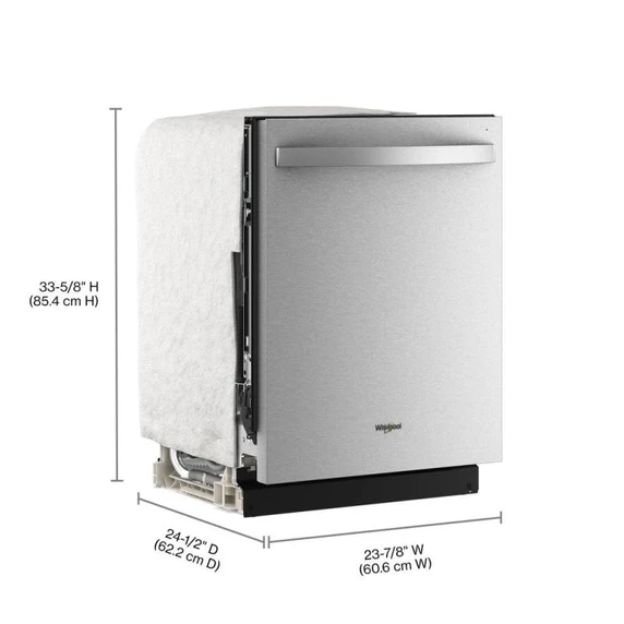 Lave-vaisselle Whirlpool® de 24 pouces avec fonction de lavage à couverture totale et séchage automatique à l'air libre, en acier inoxydable résistant aux traces de doigts WDTS8024SZ