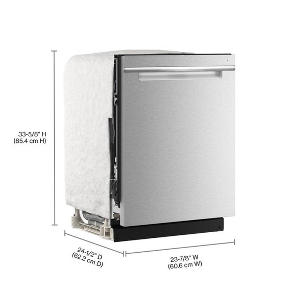 Lave-vaisselle Whirlpool® de 24 pouces avec fonction de lavage à couverture totale et séchage automatique à l'air libre, en acier inoxydable résistant aux traces de doigts WDPS8024SZ
