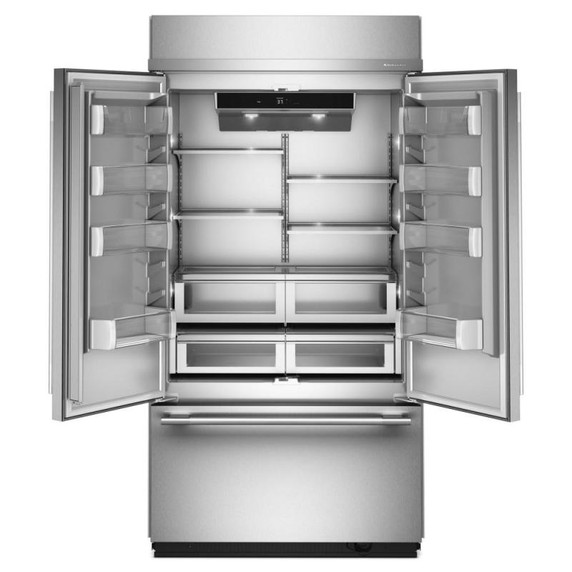 Kitchenaid® Réfrigérateur à portes françaises et congélateur inférieur avec intérieur platine - 42 po - 24.2 pi cu KBFN542SPS