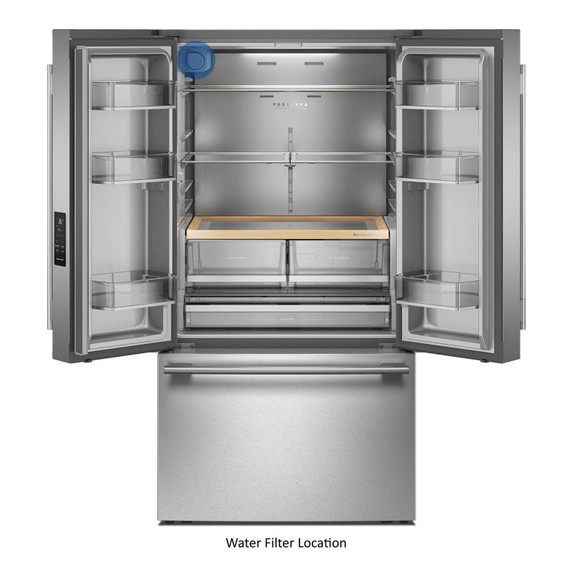 Kitchenaid® Réfrigérateur à portes françaises avec distributeur d’eau et de glaçons intérieur - 31 pi cu KRFF336SPS