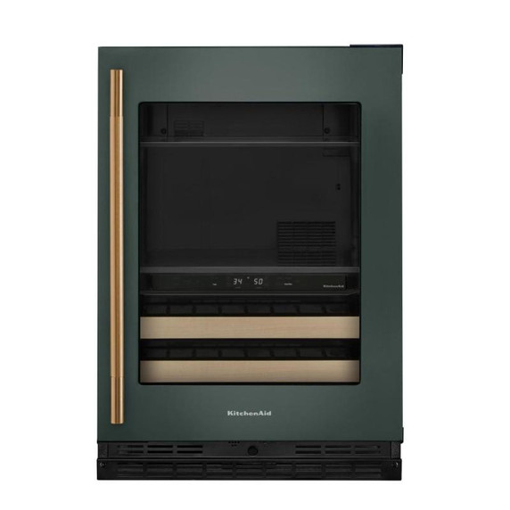 Kitchenaid® Centre de rafraîchissements avec porte en verre et porte-bouteilles à devant en bois - 24 po KUBR524SJP