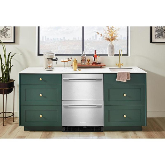 Kitchenaid® Réfrigérateur sous le comptoir en acier inoxydable à double tiroir - 24 po KURT524SSB