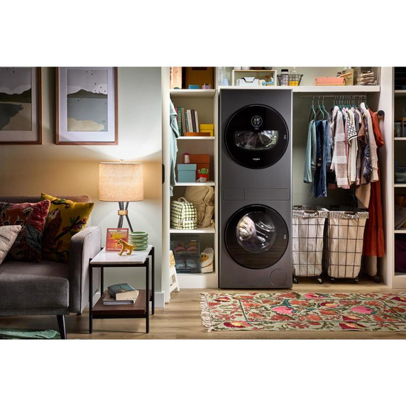Whirlpool® Tour de lavage compacte certifiée ENERGY STAR® à pompe de chaleur de 24 po avec laveuse de 3,2 pi cu C.E.I. et sécheuse électrique de 4,3 pi cu YWFH5424SJ