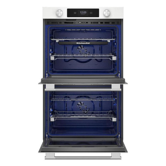 Kitchenaid® Four mural double électrique intelligent de 30 pouces avec modes de cuisson assistée - Blanc KOED730SWH