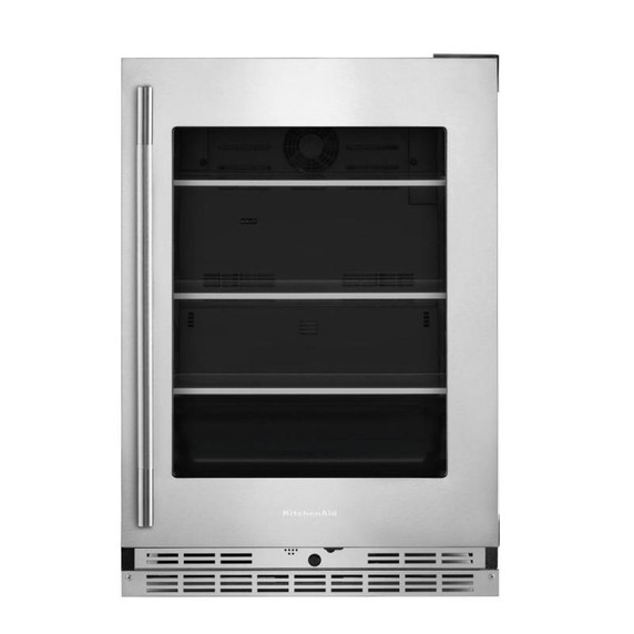 Kitchenaid® Réfrigérateur sous le comptoir avec porte en verre et tablettes à accents métalliques - 24 po KURR524SPS