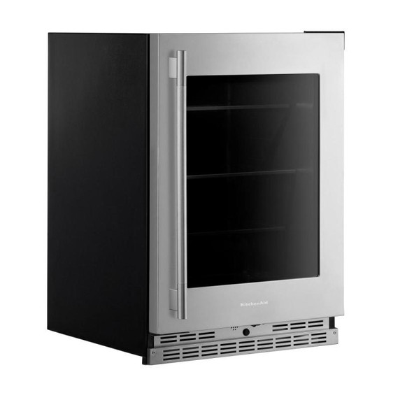 Kitchenaid® Réfrigérateur sous le comptoir avec porte en verre et tablettes à accents métalliques - 24 po KURR524SPS