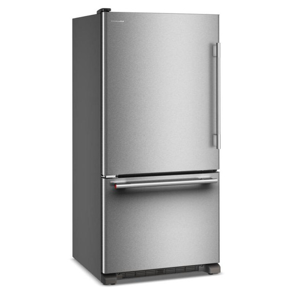 Kitchenaid® Réfrigérateur à congélateur inférieur et profondeur standard avec porte à charnière à gauche de 22 pi cu - 33 po KRBL133SPS