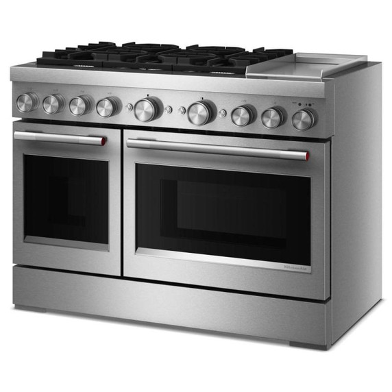 Kitchenaid® Table de cuisson bicombustible à 6 brûleurs avec plaque chauffante de 48 po KFDD948SSS