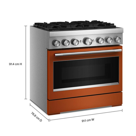 Kitchenaid® Cuisinière bicombustible de style commercial à 6 brûleurs avec mode de friture à air sans préchauffage de 36 po KFDS936SSC