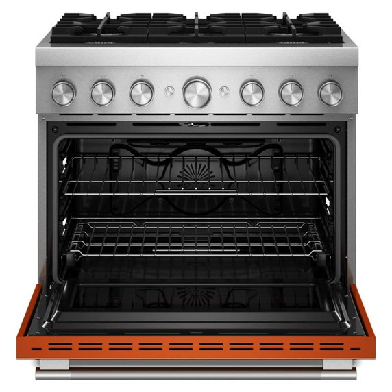 Kitchenaid® Cuisinière bicombustible de style commercial à 6 brûleurs avec mode de friture à air sans préchauffage de 36 po KFDS936SSC