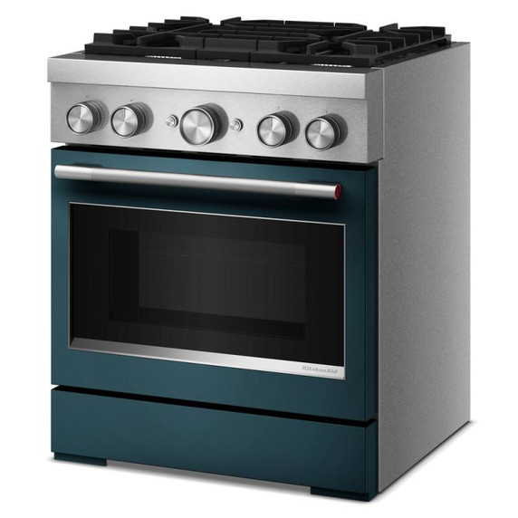 Kitchenaid® Cuisinière bicombustible de style commercial à 4 brûleurs avec mode de friture à air sans préchauffage de 30 po KFDS930SAG