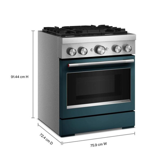 Kitchenaid® Cuisinière bicombustible de style commercial à 4 brûleurs avec mode de friture à air sans préchauffage de 30 po KFDS930SAG