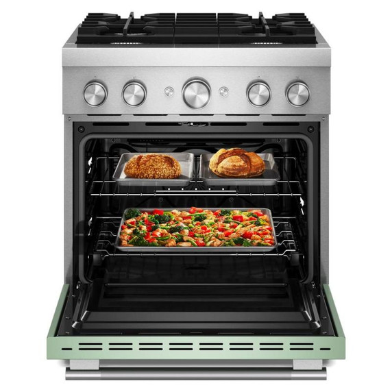 Kitchenaid® Cuisinière bicombustible de style commercial à 4 brûleurs avec mode de friture à air sans préchauffage de 30 po KFDS930SDC